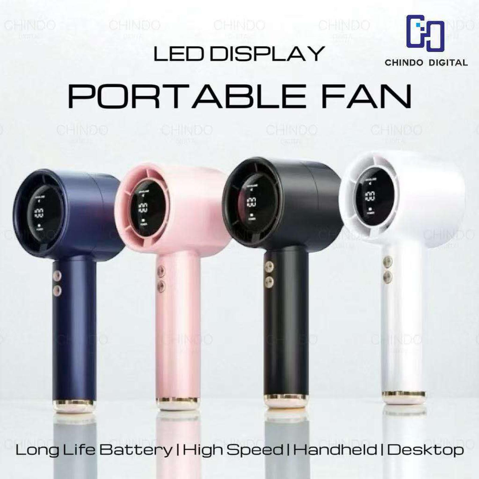 [CID] Kipas Angin Mini Portable USB Genggam N68 Layar LED Angin Kencang 100 High Speed Handheld Fan Digital Display - BL